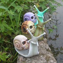 Load image into Gallery viewer, Halloween Skeleton Snail Skull Sculpture Garden Home Decoration Resin Crafts
