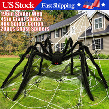 Load image into Gallery viewer, Halloween Giant Spider Web + 49'' Giant Spider + Mini Spiders Decor