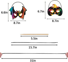 Load image into Gallery viewer, Halloween Party Favors - 24PCS Magic Rainbow Scratch Art Masks Kits Bulk - Ages 3-5 4-8