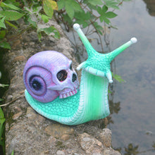 Load image into Gallery viewer, Halloween Skeleton Snail Skull Sculpture Garden Home Decoration Resin Crafts