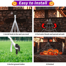 Load image into Gallery viewer, Halloween Giant Spider Web + 49'' Giant Spider + Mini Spiders Decor