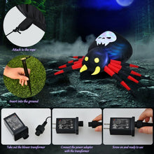 Load image into Gallery viewer, 6.5 Feet Inflatable Halloween Spider with Rotatable LED Light