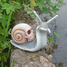 Load image into Gallery viewer, Halloween Skeleton Snail Skull Sculpture Garden Home Decoration Resin Crafts