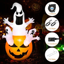 Load image into Gallery viewer, Pumpkin Blow Up Yard Decorations with Build-in LED Light- 6 Feet