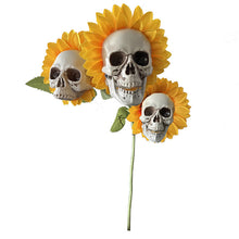 Load image into Gallery viewer, 3pcs Halloween Decorations Sunflower Skull Garden Artificial Flower Decoration