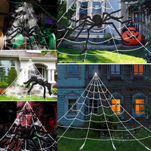 Load image into Gallery viewer, Halloween Giant Spider Web + 49'' Giant Spider + Mini Spiders Decor