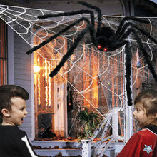 Load image into Gallery viewer, Halloween Giant Spider Web + 49'' Giant Spider + Mini Spiders Decor