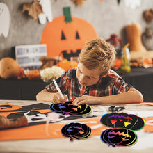 Load image into Gallery viewer, 48Pcs Halloween Scratch Paper Rainbow Magic Scratch Art with 48 Ribbon 12 Stylus