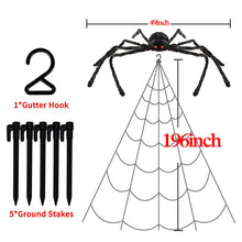 Load image into Gallery viewer, Halloween Giant Spider Web + 49'' Giant Spider + Mini Spiders Decor