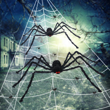 Load image into Gallery viewer, Halloween Giant Spider Web + 49'' Giant Spider + Mini Spiders Decor