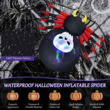 Load image into Gallery viewer, 6.5 Feet Inflatable Halloween Spider with Rotatable LED Light