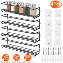 Load image into Gallery viewer, 4Pcs Wall Mount Spice Racks Seasoning Herb Jar Holder Organizer Kitchen Pantry Door