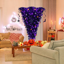 Load image into Gallery viewer, 6 Feet Upside Down Artificial Christmas Tree with 270 Purple LED lights