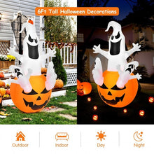 Load image into Gallery viewer, Pumpkin Blow Up Yard Decorations with Build-in LED Light- 6 Feet
