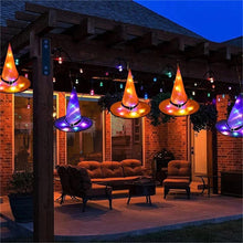 Load image into Gallery viewer, 8PCS Halloween Hanging Lighted Glowing LED Witch Hats for Indoor Outdoor Tree Yard Garden Porch
