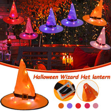 Load image into Gallery viewer, 8PCS Halloween Hanging Lighted Glowing LED Witch Hats for Indoor Outdoor Tree Yard Garden Porch
