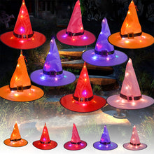 Load image into Gallery viewer, 8PCS Halloween Hanging Lighted Glowing LED Witch Hats for Indoor Outdoor Tree Yard Garden Porch
