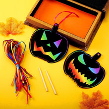 Load image into Gallery viewer, 48Pcs Halloween Scratch Paper Rainbow Magic Scratch Art with 48 Ribbon 12 Stylus
