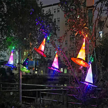 Load image into Gallery viewer, 8PCS Halloween Hanging Lighted Glowing LED Witch Hats for Indoor Outdoor Tree Yard Garden Porch
