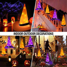 Load image into Gallery viewer, 8PCS Halloween Hanging Lighted Glowing LED Witch Hats for Indoor Outdoor Tree Yard Garden Porch
