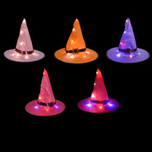 Load image into Gallery viewer, 8PCS Halloween Hanging Lighted Glowing LED Witch Hats for Indoor Outdoor Tree Yard Garden Porch
