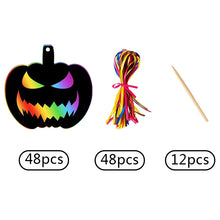 Load image into Gallery viewer, 48Pcs Halloween Scratch Paper Rainbow Magic Scratch Art with 48 Ribbon 12 Stylus
