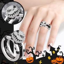 Load image into Gallery viewer, 2 in 1 Black and White Skeleton Ring
