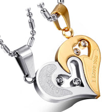 Load image into Gallery viewer, His and Hers Matching Heart Stainless Steel Couple Necklace
