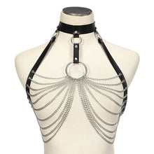 Load image into Gallery viewer, Goth Leather Body Harness Chain
