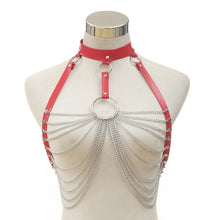 Load image into Gallery viewer, Goth Leather Body Harness Chain
