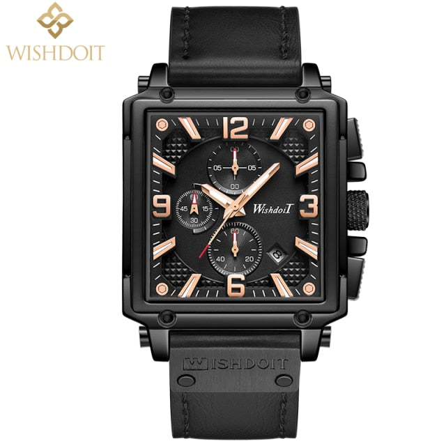 Waterproof Luxury Leather Square Watch