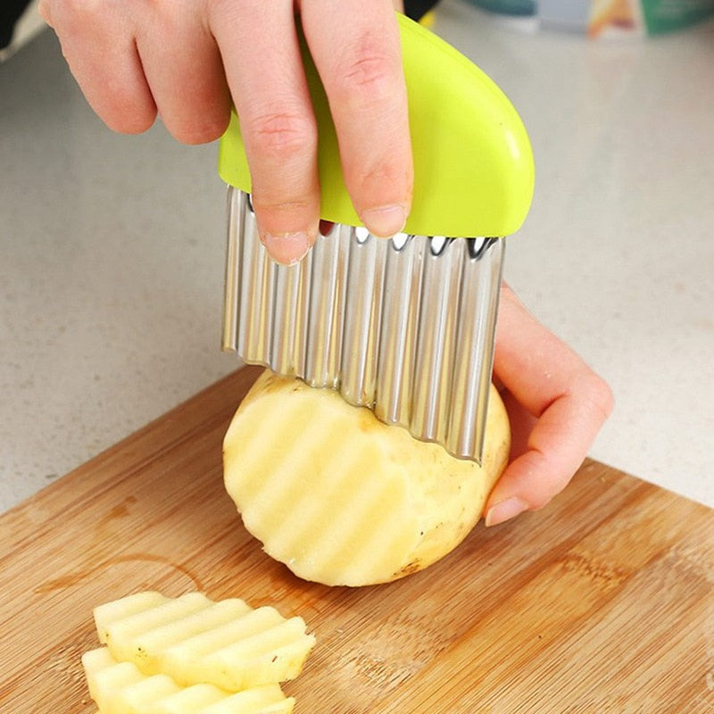 Potato French Fry Cutter/Chopper Stainless Steel Wavy Knife